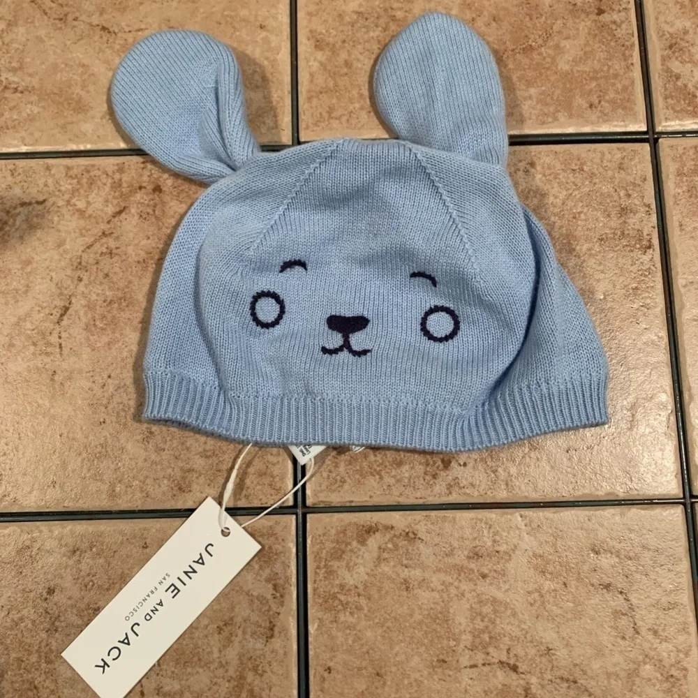 Janie and Jack Dog Knit Beanie Blue 18-24 months NWT